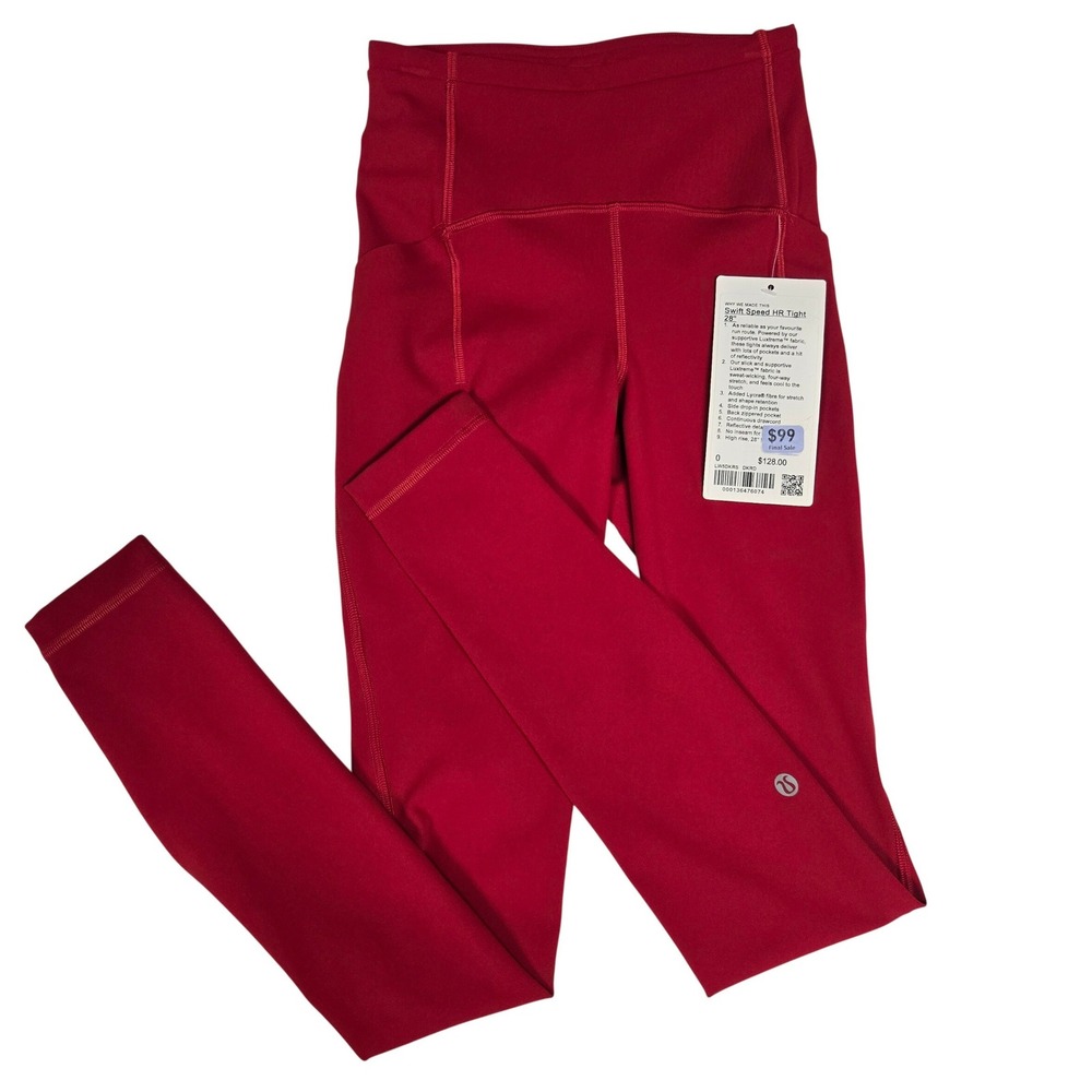 Lululemon Swift Speed HR Tight 28 Dark Red Luxtreme Running Leggings Size 0 NWT